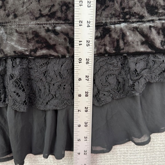 Karen Kane Black Velvet Lace Trim Long Sleeve Tunic Top Sz XL USA Whimsigoth - Picture 5 of 11